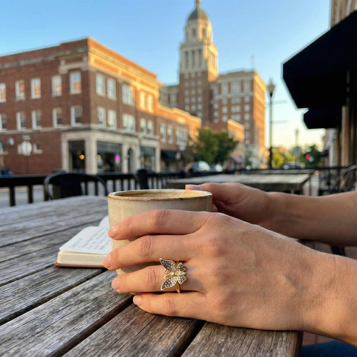 Le Vian® 14K Honey Gold™ Chocolate Ombré® Diamond Butterfly Ring (3/8ctw) Whimsical, radiant, and full of signature Le Vian® artistry—this stunning butterfly ring features 3/8 cts. of Chocolate Ombré® Diamonds gracefully fading from deep mocha to soft champagne tones