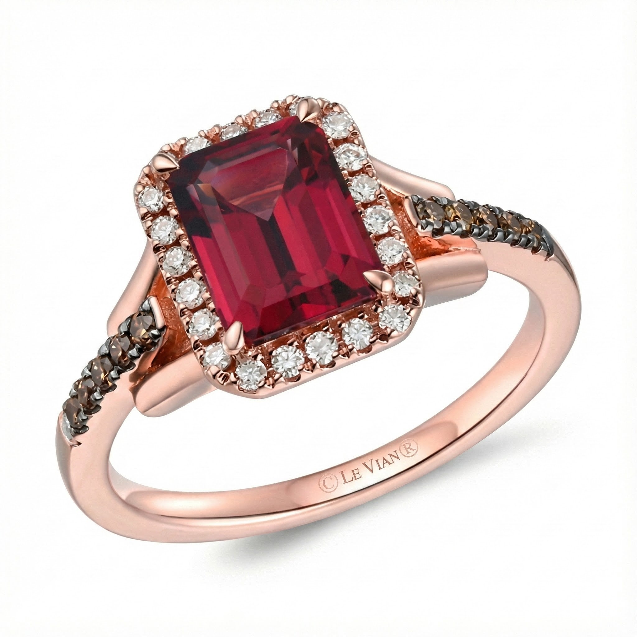 Le Vian® 14K Strawberry Gold® Ring with Raspberry Rhodolite®, Chocolate Diamonds® & Nude Diamonds™ Rich color and radiant sparkle define this stunning Le Vian® ring