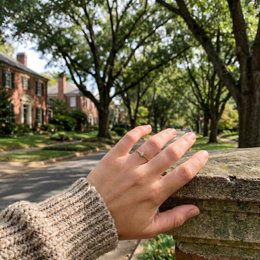 Bezel-Set Diamond Ring | 14K Rose Gold | Minimalist Solitaire - Brownee Jewelers