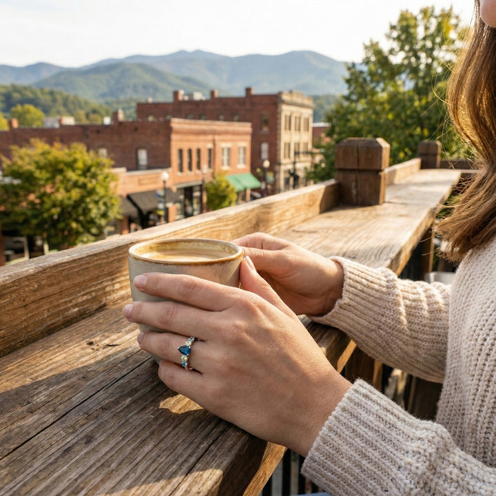 Le Vian® Montana Sapphire Ombré™ Ring in 14K Vanilla Gold® – 0.88ct Showcasing the natural beauty of Montana’s finest sapphires, this Le Vian® ring features 7/8 cts. of Montana Sapphire Ombré™, artfully arranged from deep teal to airy sky-blue tones