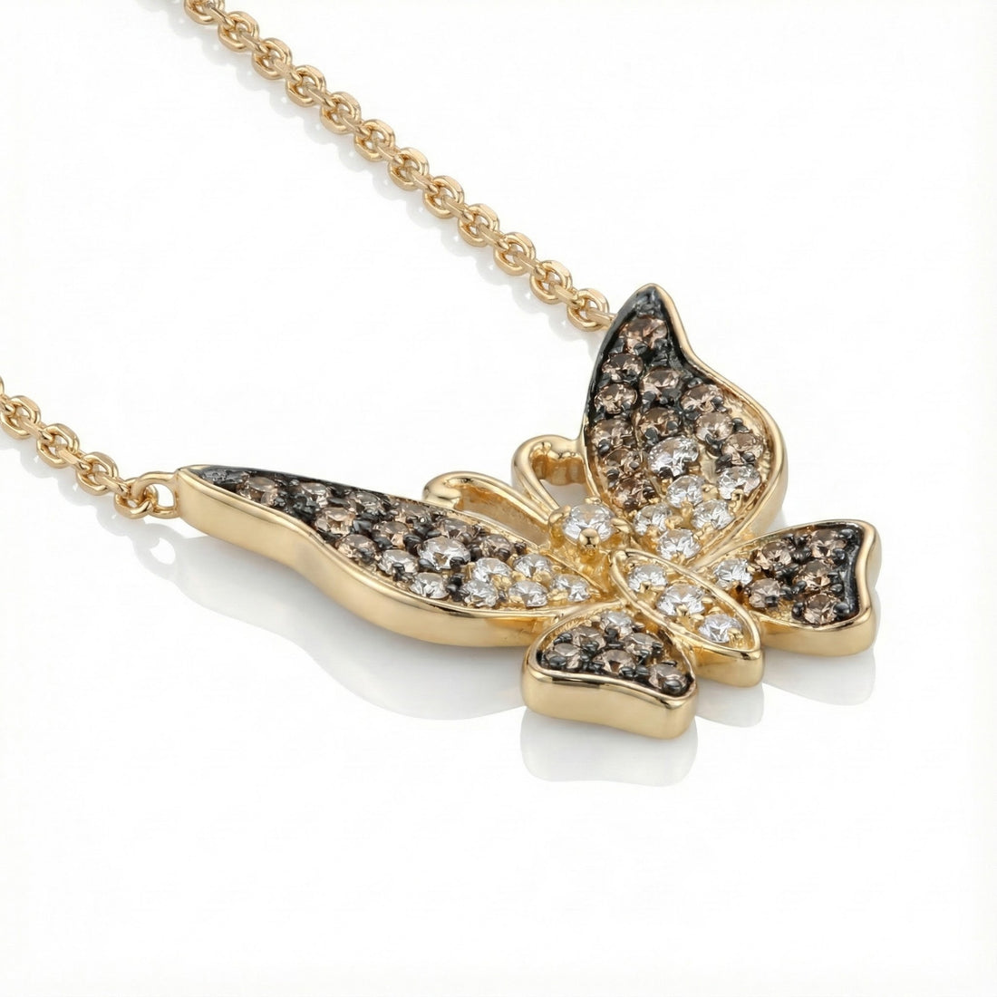 Le Vian Ombre® 14K Honey Gold™ Adjustable Butterfly Necklace with Chocolate Ombré® Diamonds This enchanting Le Vian Ombre® butterfly necklace blends warm sparkle with whimsical elegance