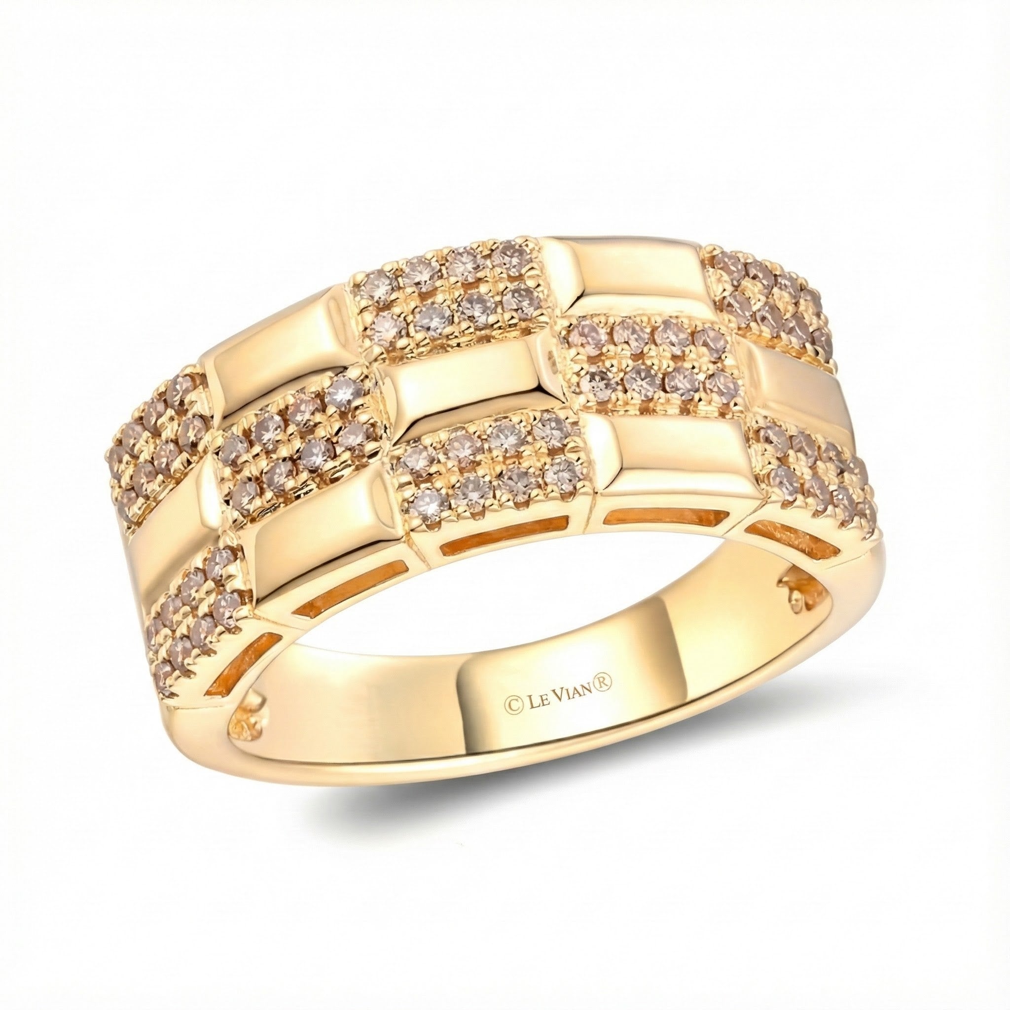 Le Vian® 14K Honey Gold™ Nude Diamond™ Ring (3/8ctw) Bold, modern, and unmistakably Le Vian®—this luxurious Honey Gold™ ring features 3/8 cts. of sparkling Nude Diamonds™ arranged in a chic, tiled mosaic pattern