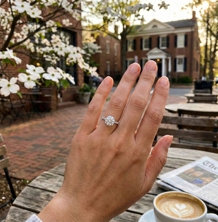 2.56 ctw Lab-Grown Diamond Engagement Ring | Round Brilliant | 14K White Gold | Hidden Halo Style - Brownee Jewelers