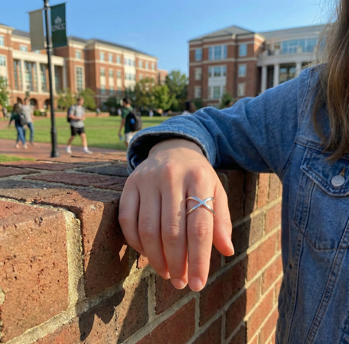 Polished “X” Ring | Sterling Silver | Minimalist Crisscross Band | Size 7 - Brownee Jewelers