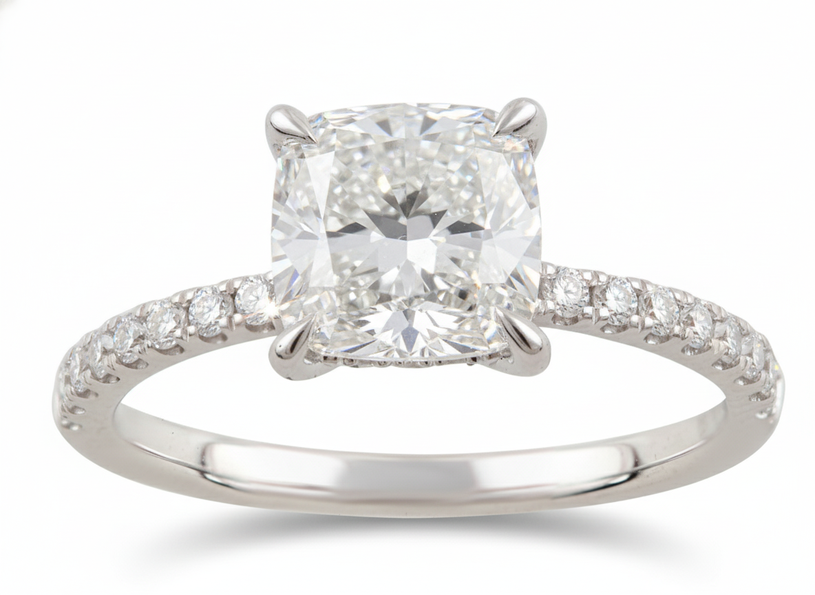 14K White Gold ~2ct Lab Diamond Engagement Ring (SI1–SI2, G–H) – 2.23ct Total Weight  