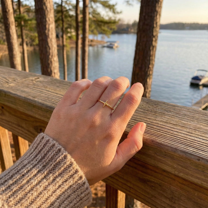 14K Yellow Gold Polished Cross Ring