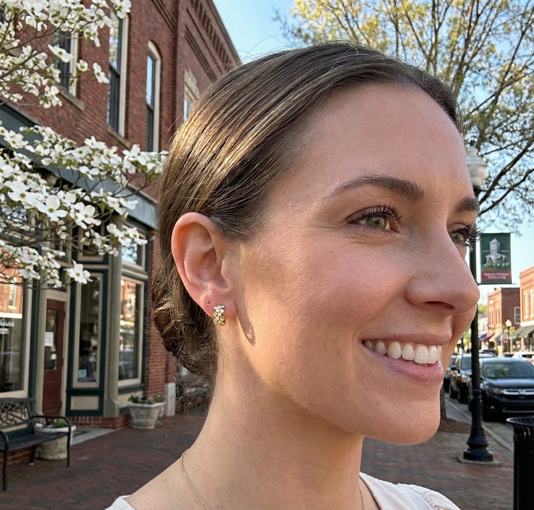 Diamond Bezel Huggie Earrings | 14K Yellow Gold | 0.30 ctw | Hinged Hoop Earrings - Brownee Jewelers