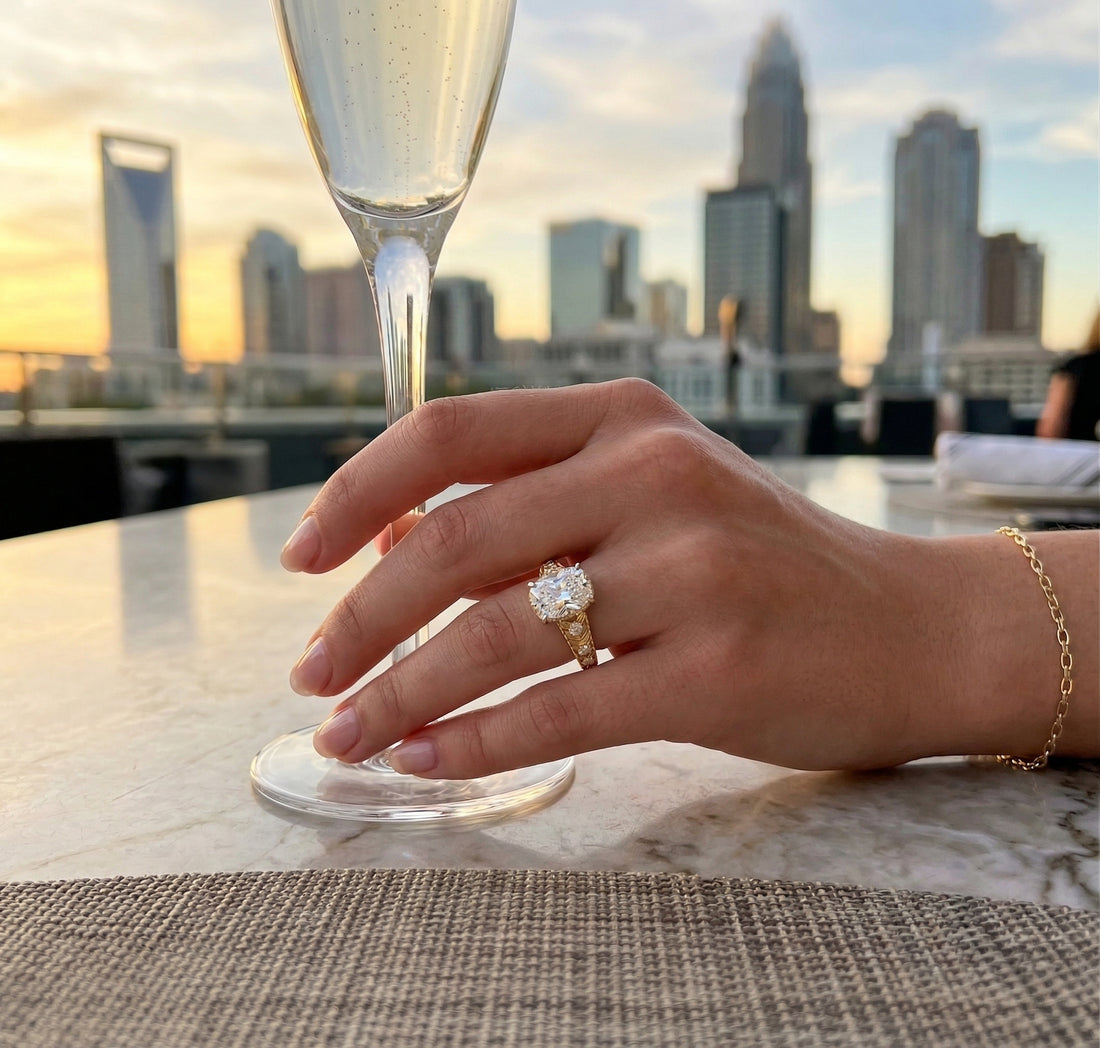 Taylor Swift Inspired Cushion Lab-Grown Diamond Engagement Ring | 14K Yellow Gold | 3.08 ct | VS1, E color, Cushion | 3.10 ctw - Brownee Jewelers