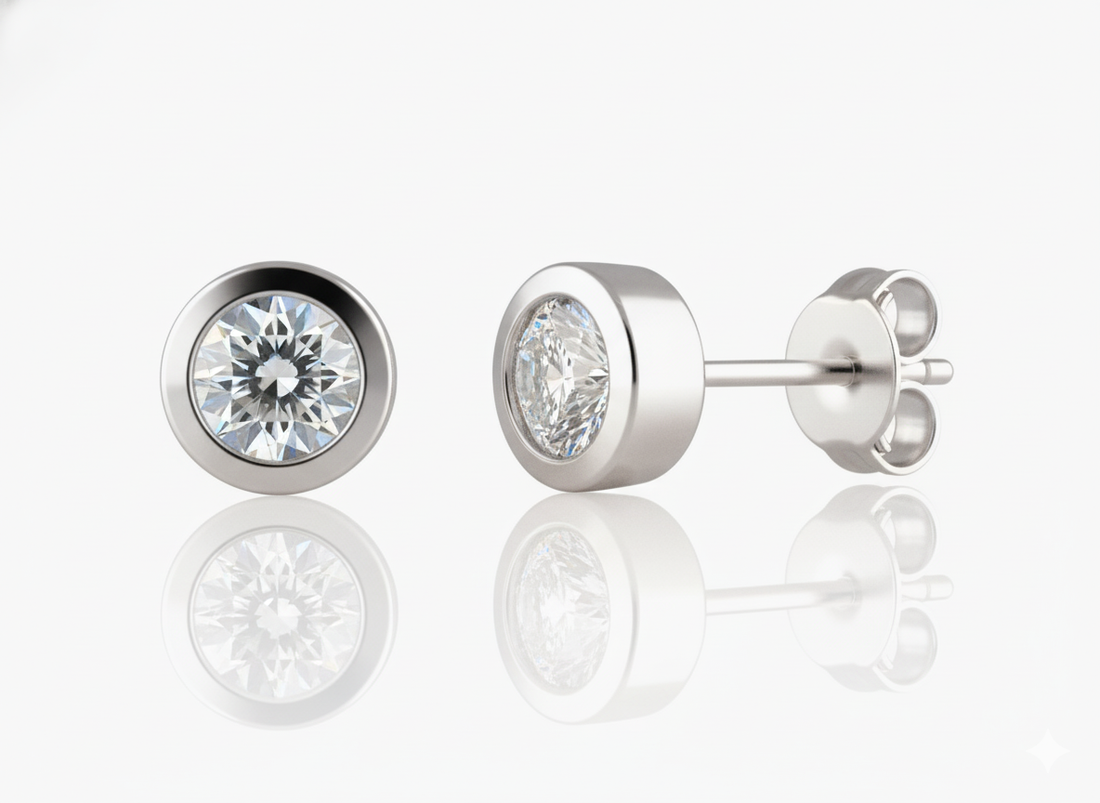 10K White Gold .33ct Round Diamond Bezel Stud Earrings