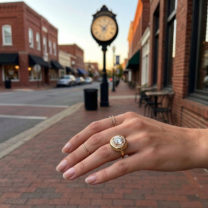 Round Lab-Grown Diamond Halo Ring | 14K Yellow Gold | Diamond | Halo | Engagement Ring - Brownee Jewelers