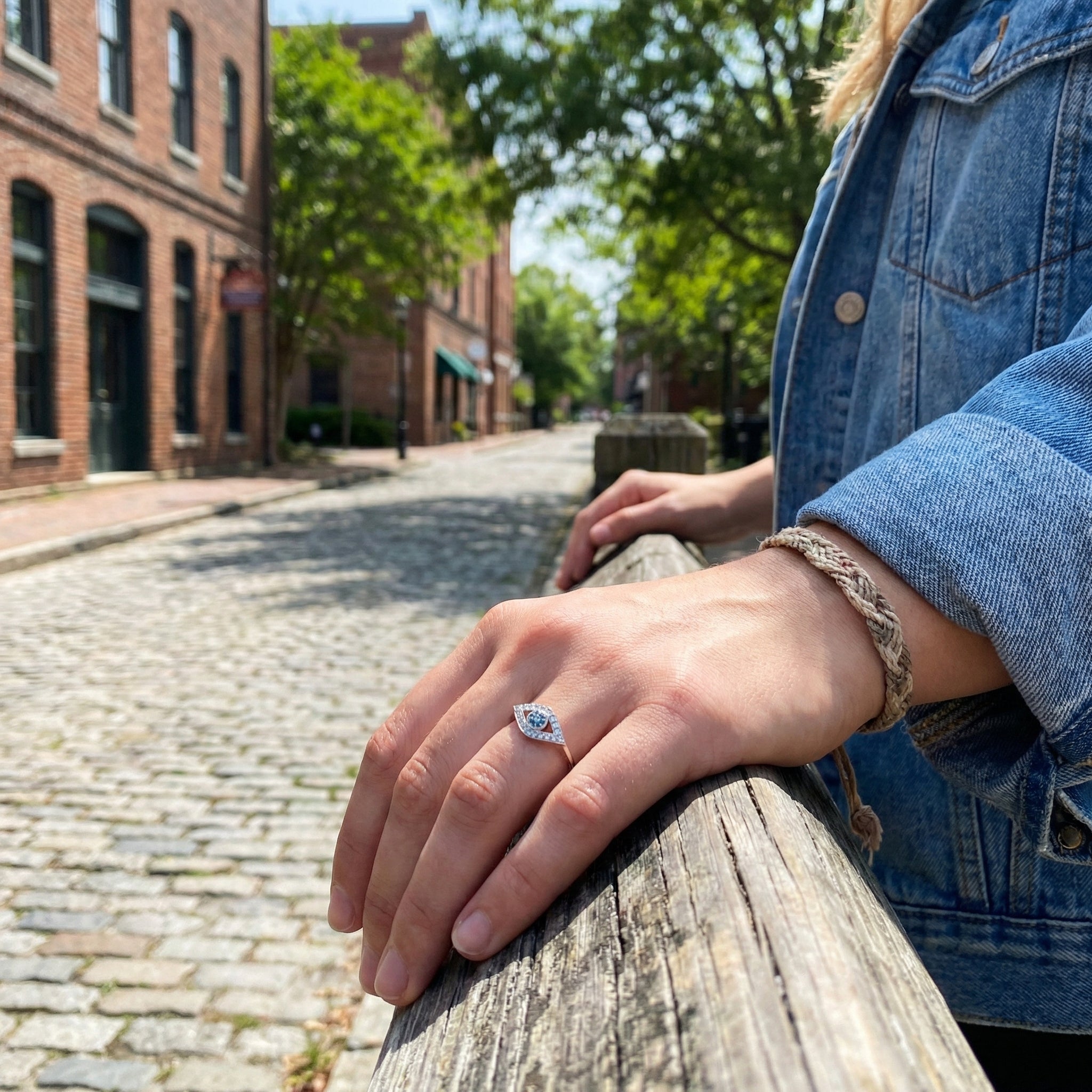 Diamond Pavé Evil Eye Ring | 14K White Gold | Diamond Fashion Ring | Protective Eye Design | 14KW DI EYE RG - Brownee Jewelers