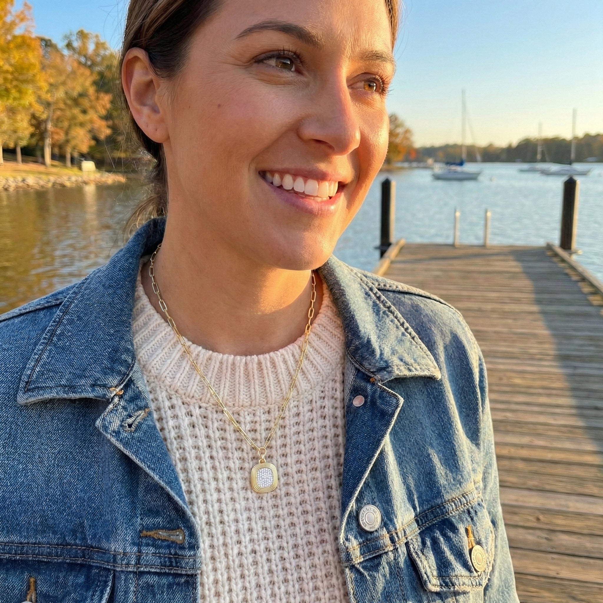 1.00 ctw Diamond Pavé Paperclip Pendant | 14K Yellow Gold | 49 Round Diamonds | Paperclip Chain - Brownee Jewelers