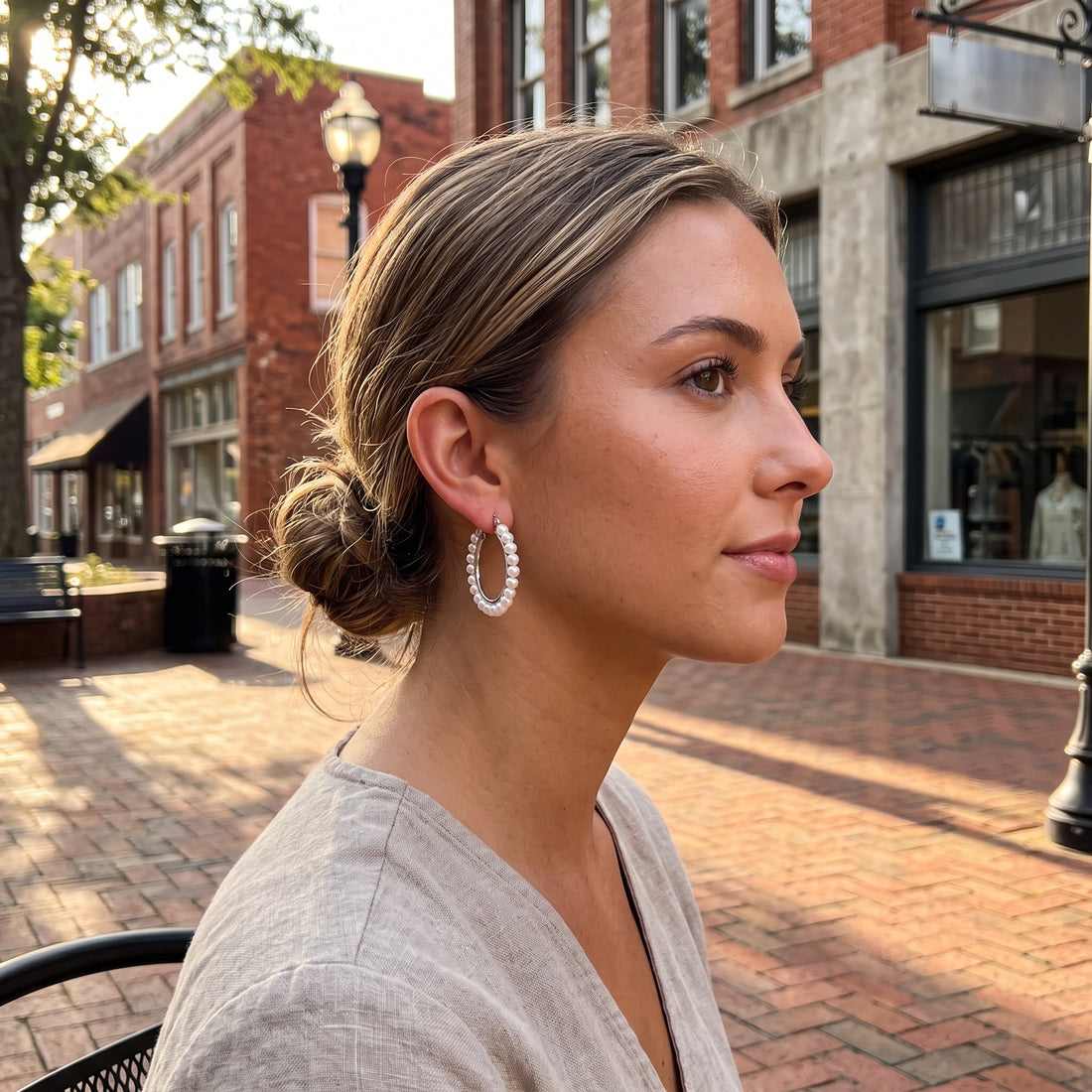 Freshwater Pearl 30mm Hoop Earrings
