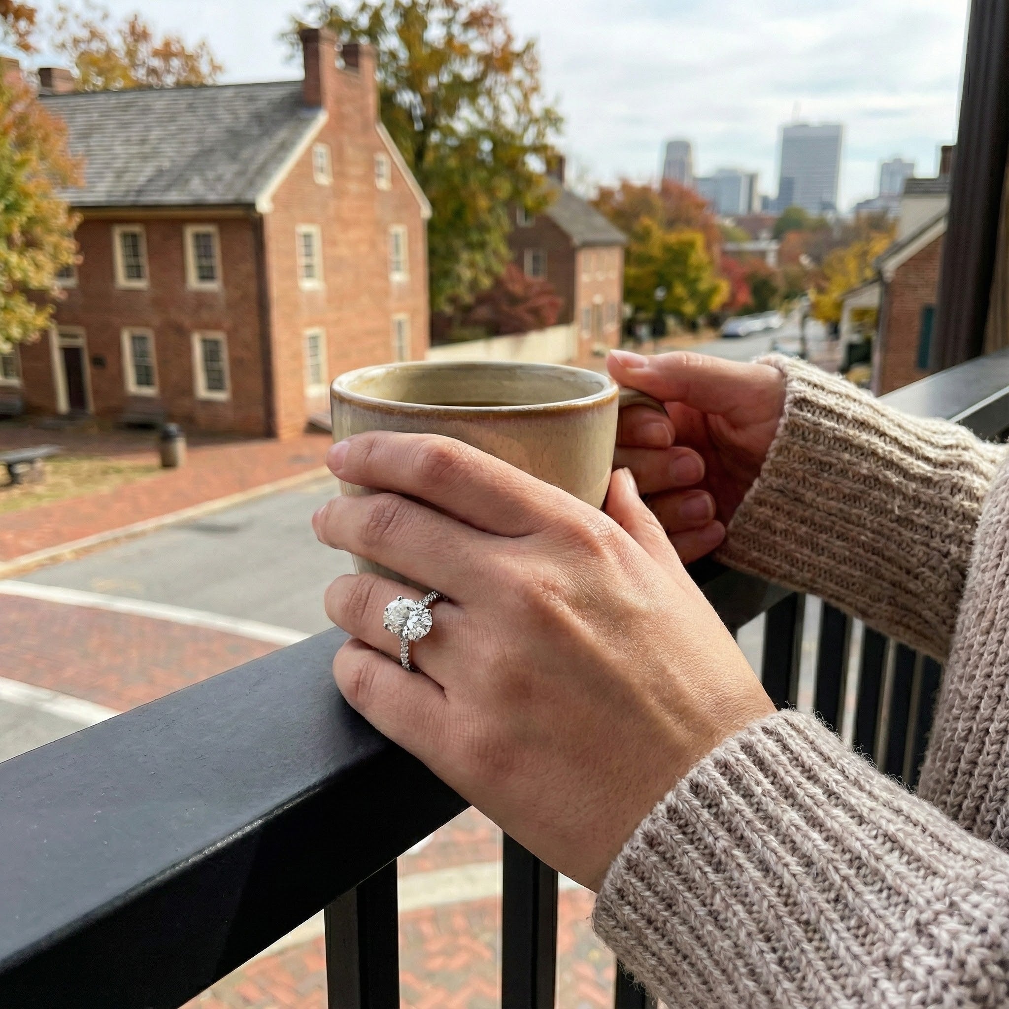 Oval CZ Solitaire Ring with Pavé Band | Sterling Silver - Brownee Jewelers