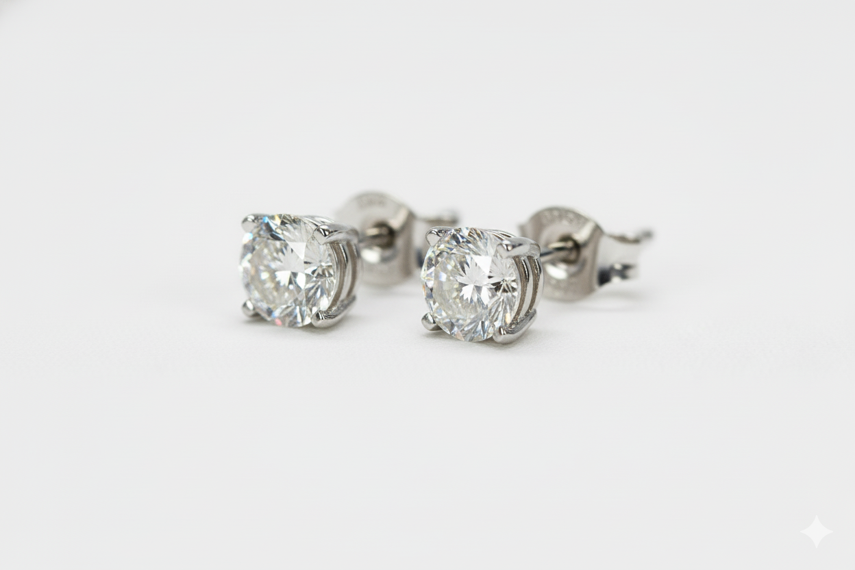 14K White Gold 2.00ct Lab-Grown Diamond Stud Earrings (4-Prong)