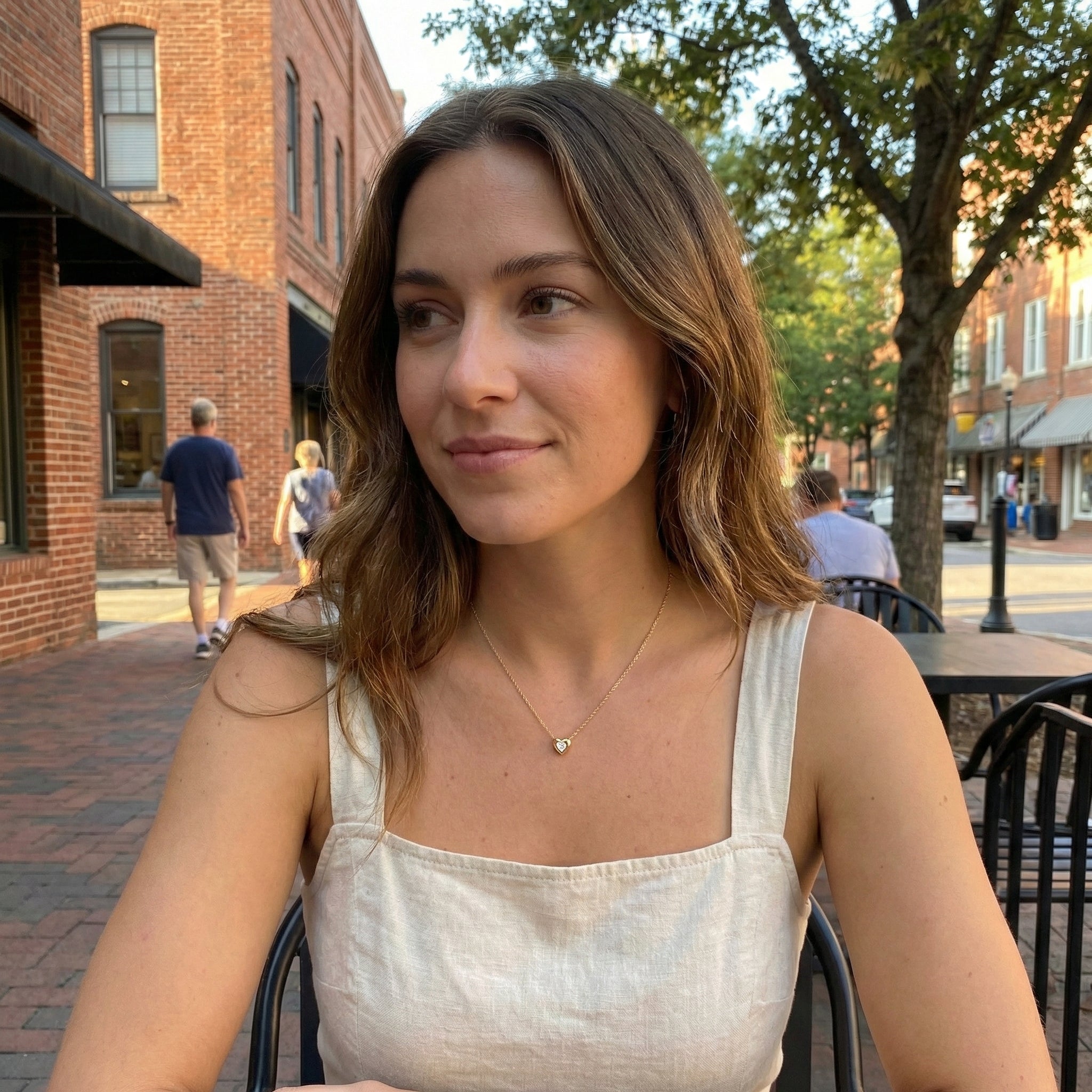 Bezel-Set Diamond Heart Necklace