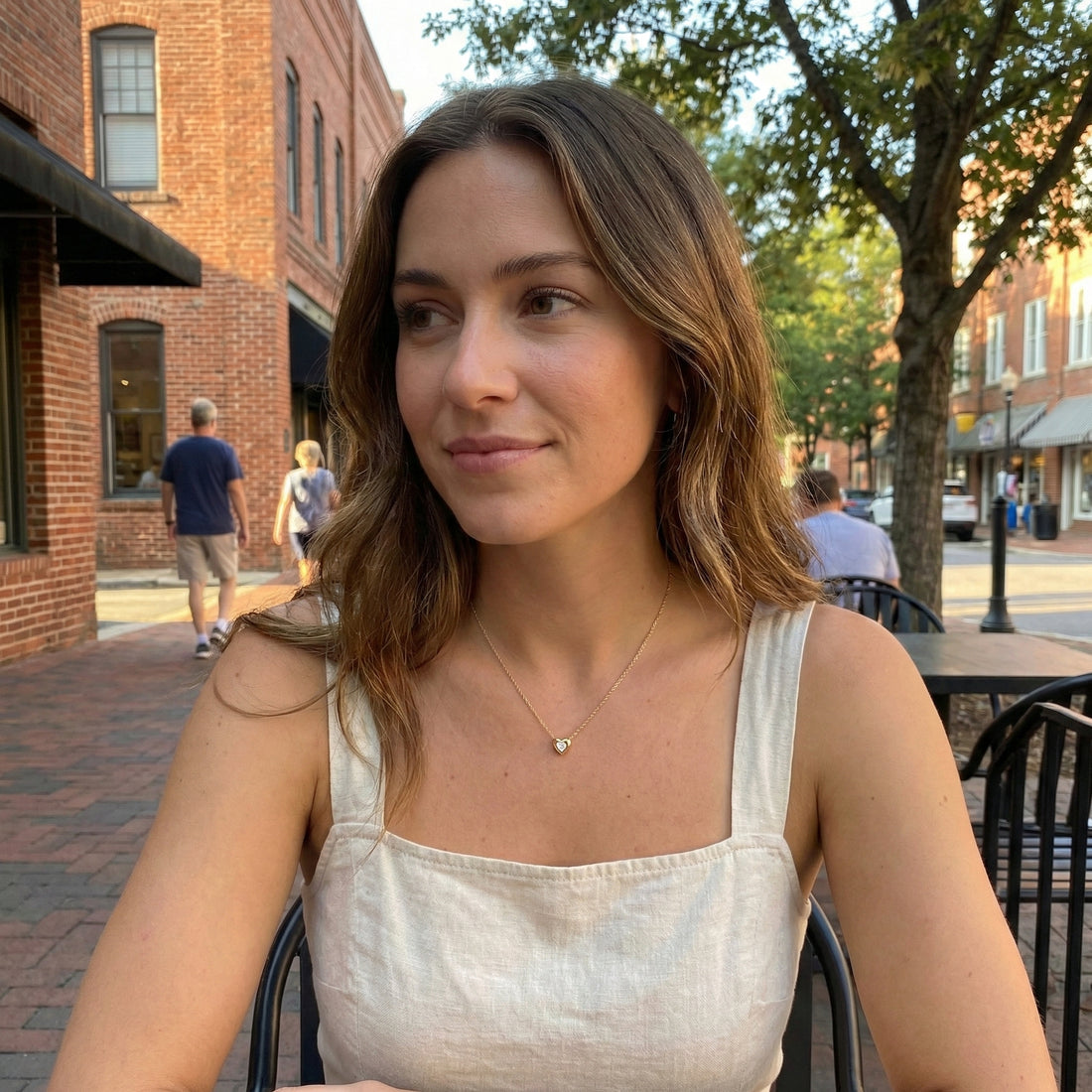 Bezel-Set Diamond Heart Necklace