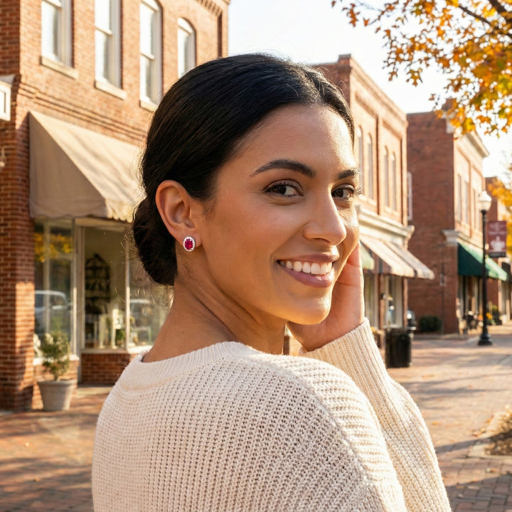 Le Vian® 14K Vanilla Gold® Earrings with Passion Ruby® & Vanilla Diamonds® Bold color meets timeless sparkle in these stunning Le Vian® stud earrings