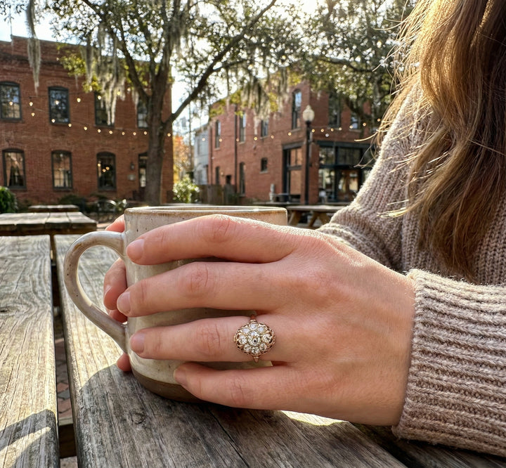 Antique-Inspired Diamond Ornate Ring | 10K Yellow Gold | Vintage Style Statement Ring - Brownee Jewelers