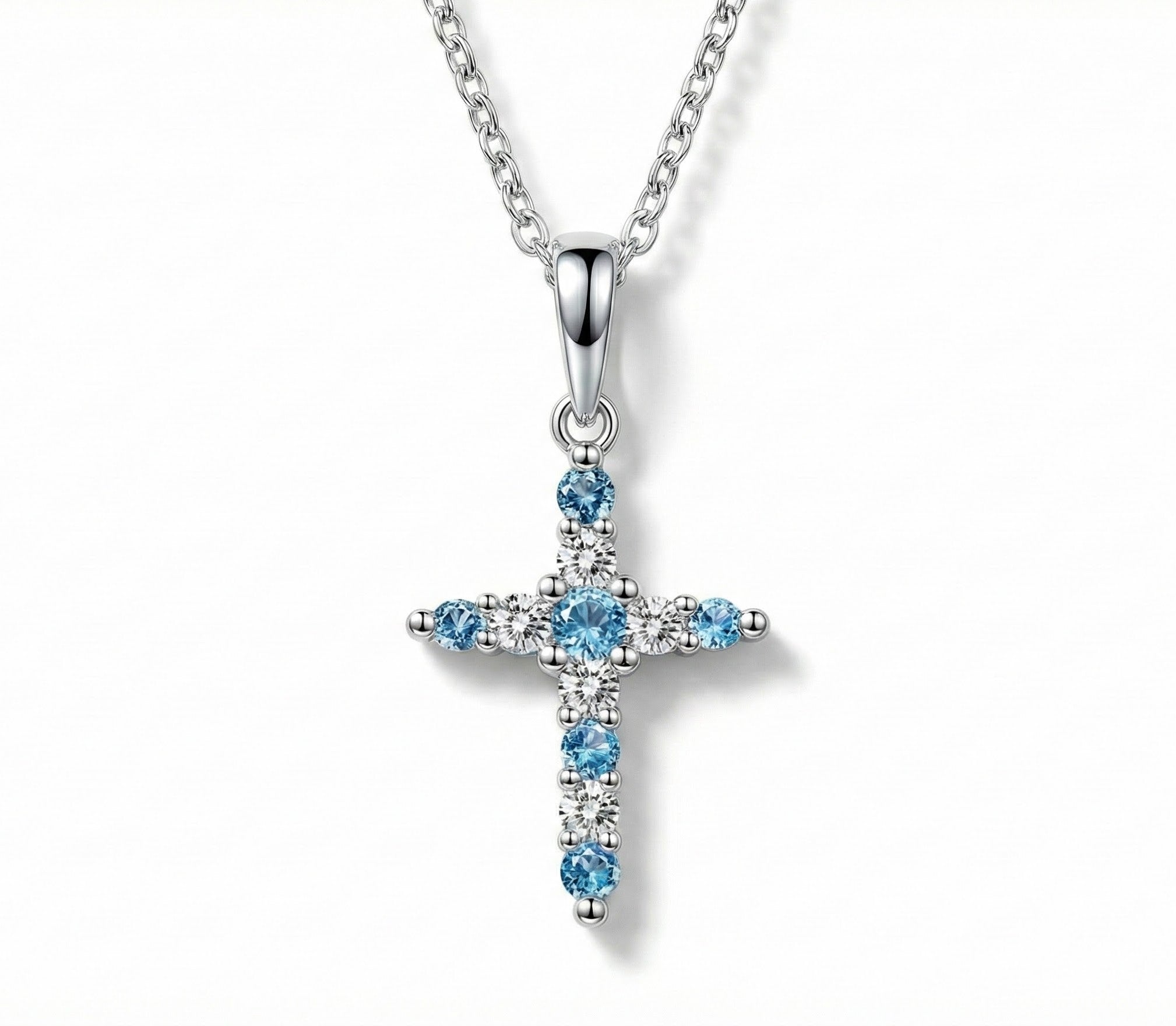 Lafonn December Birthstone Blue Topaz Cross Necklace