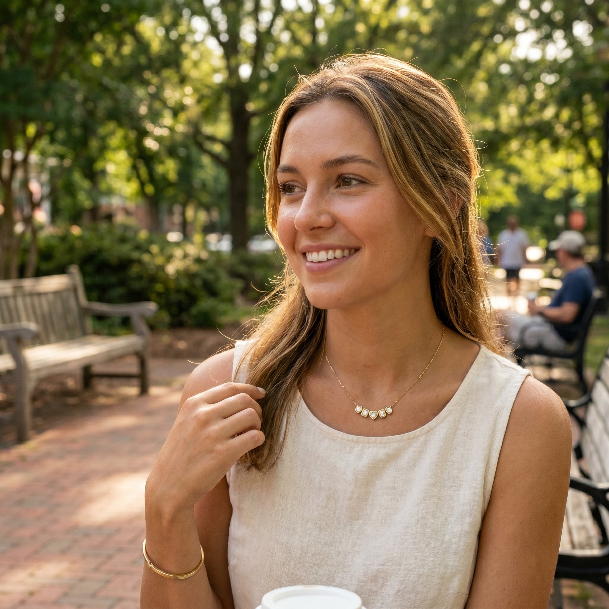 Oval, Emerald & Heart Lab-Grown Diamond Necklace | 14K Yellow Gold | 1.09 CTW
