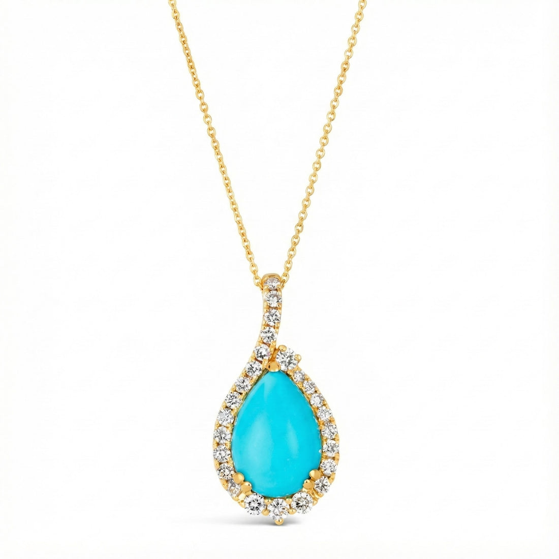 Le Vian® 14K Honey Gold™ Robin’s Egg Blue Turquoise & Nude Diamond™ Teardrop Pendant This breathtaking Le Vian® pendant showcases a vibrant 3 1/4 ct. Robin’s Egg Blue Turquoise set in a graceful teardrop silhouette