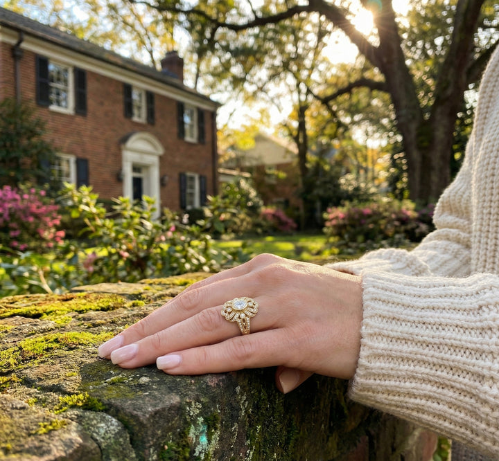 Oval Diamond Halo Ring