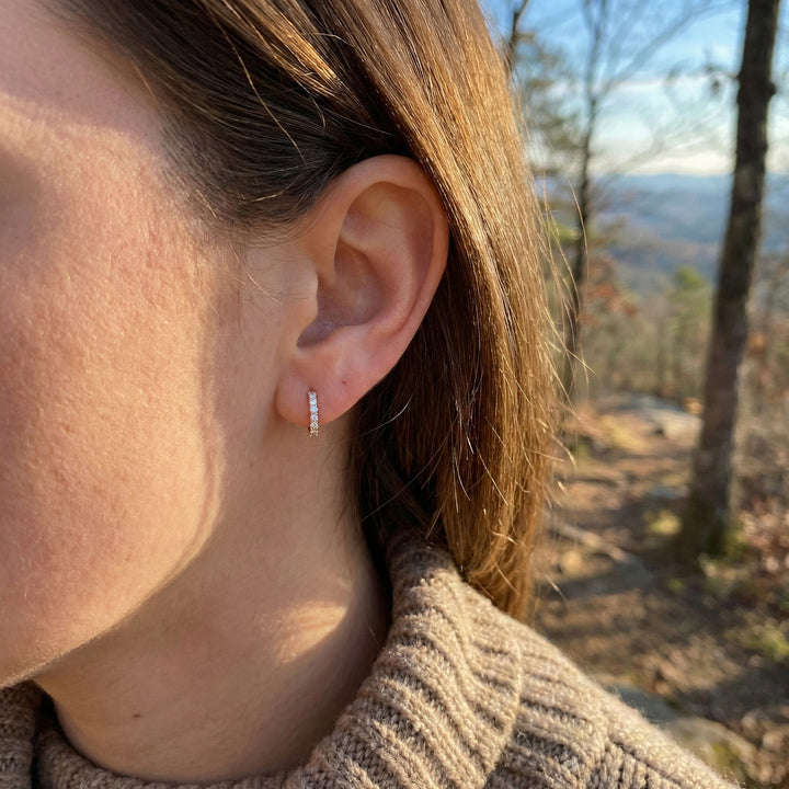 Diamond Mini Huggie Earrings | 14K Yellow Gold | 0.04 ctw | Everyday Diamond Hoops - Brownee Jewelers
