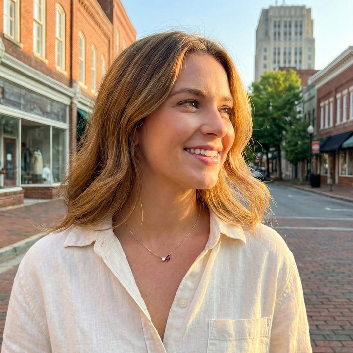Ruby & Diamond Pear Necklace