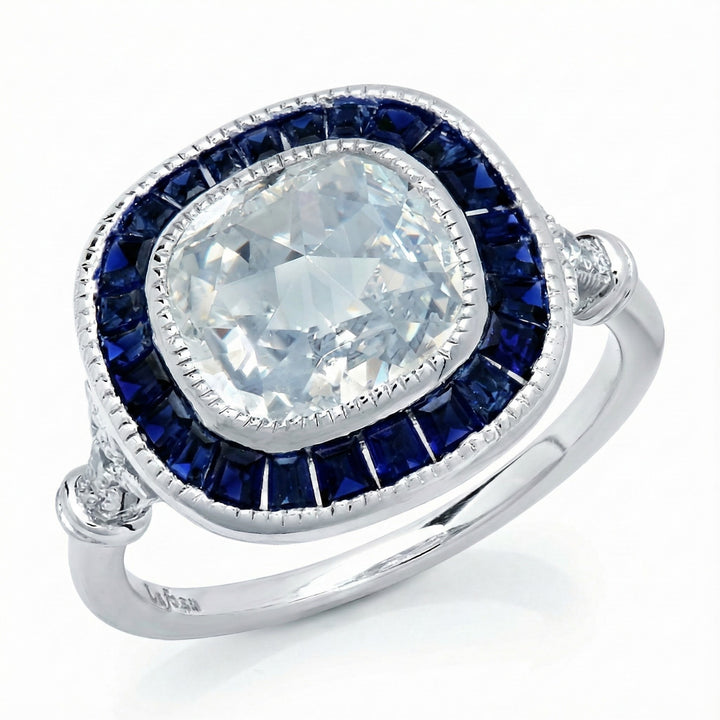 Lafonn Heritage Sapphire & Lassaire Diamond Art Deco Ring – 5.07 cttw