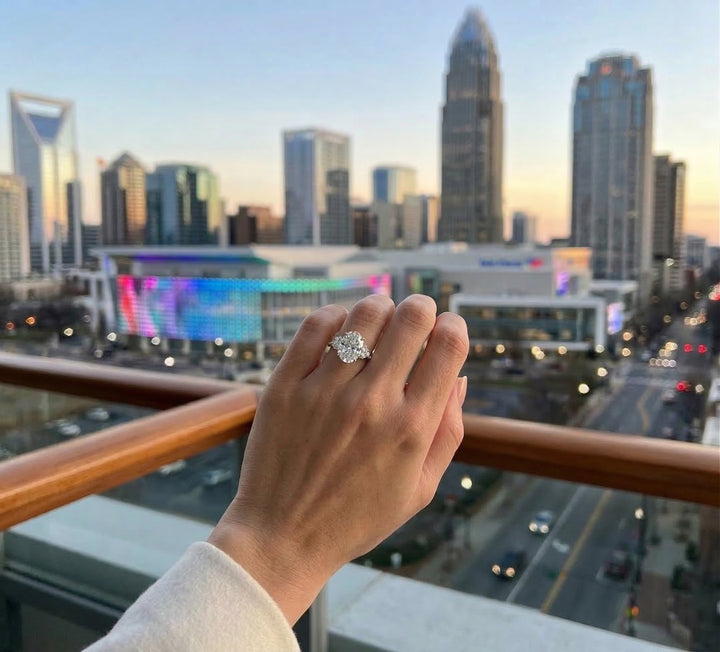 Oval Lab-Grown Diamond Ring | 14K White Gold | Diamond | Three Stone | Engagement Ring - Brownee Jewelers