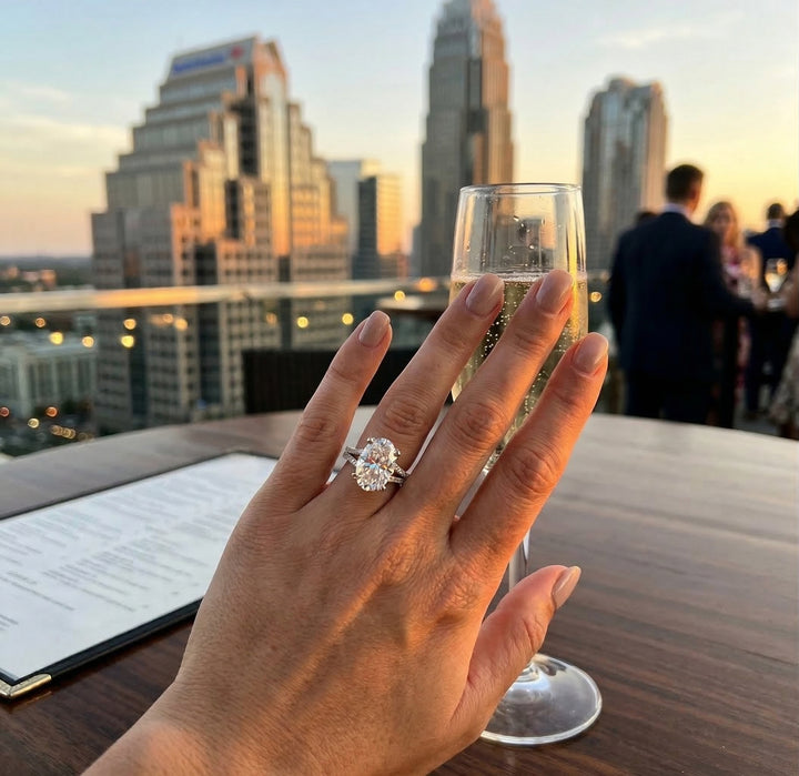 Oval Lab-Grown Diamond Engagement Ring | 14K White Gold | Diamond | Solitaire - Brownee Jewelers