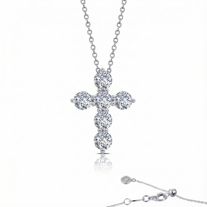 Round CZ Cross Pendant Necklace | Sterling Silver | Faith Jewelry - Brownee Jewelers