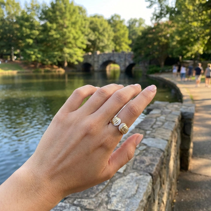 Diamond Ribbed Statement Ring