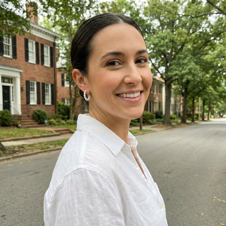 Cultured Pearl Hoop Earrings | 14K Yellow Gold | Classic Beaded Pearl Hoops - Brownee Jewelers