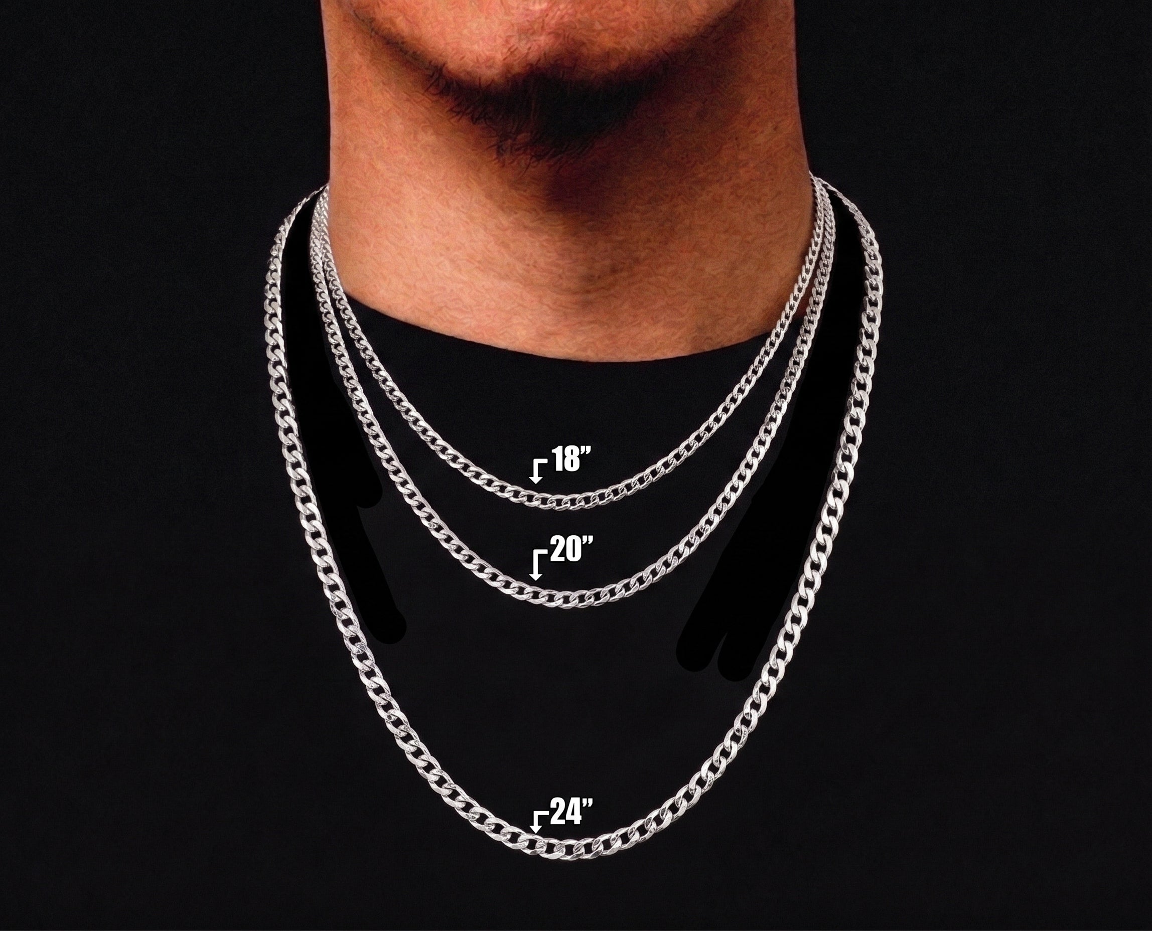 24 Inch Sterling Silver Rhodium-Plated Curb Chain Necklace | Sterling Silver | 24 Inch Length | Classic Curb Link Chain - Brownee Jewelers