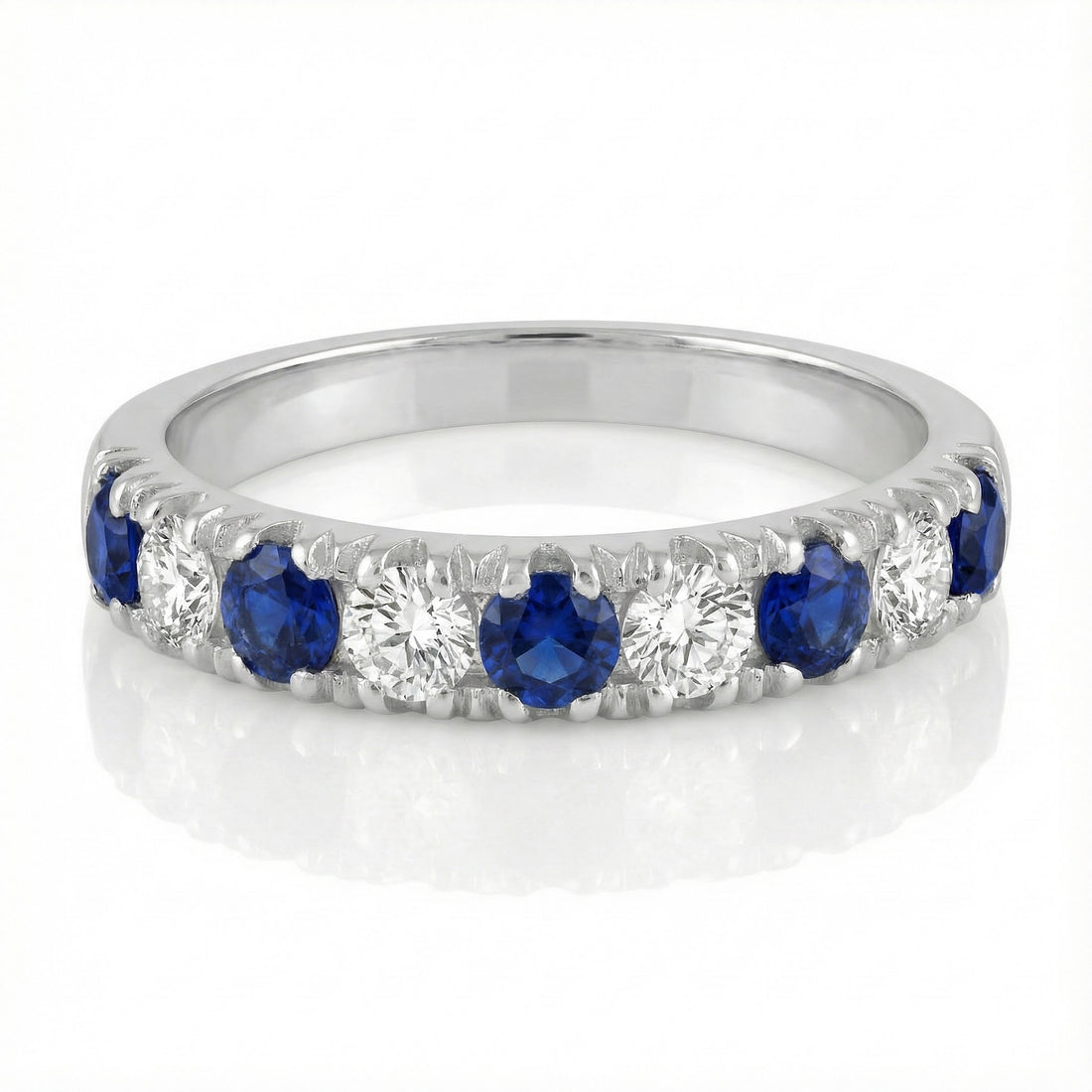 Sapphire & Diamond Band | 14K White Gold | 0.55 ctw - Brownee Jewelers