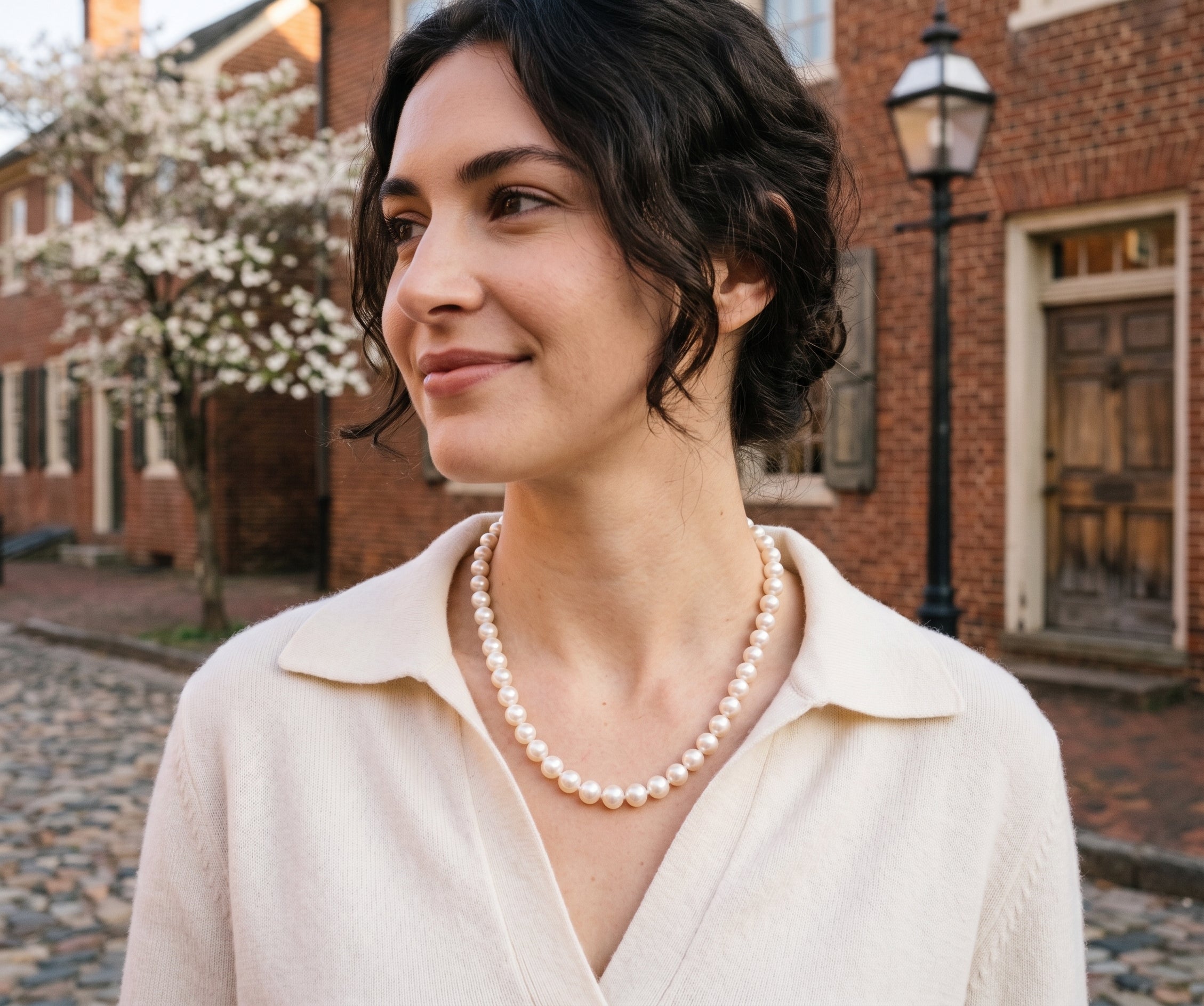 8-8.5mm Freshwater Cultured Pearl Sterling Silver Necklace