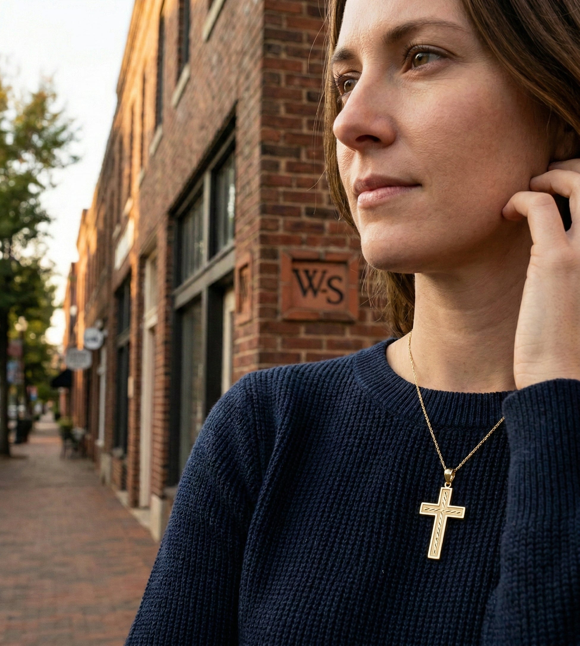 Diamond-Cut Large Cross Pendant | 14K Yellow Gold | Diamond | Statement | Necklace - Brownee Jewelers