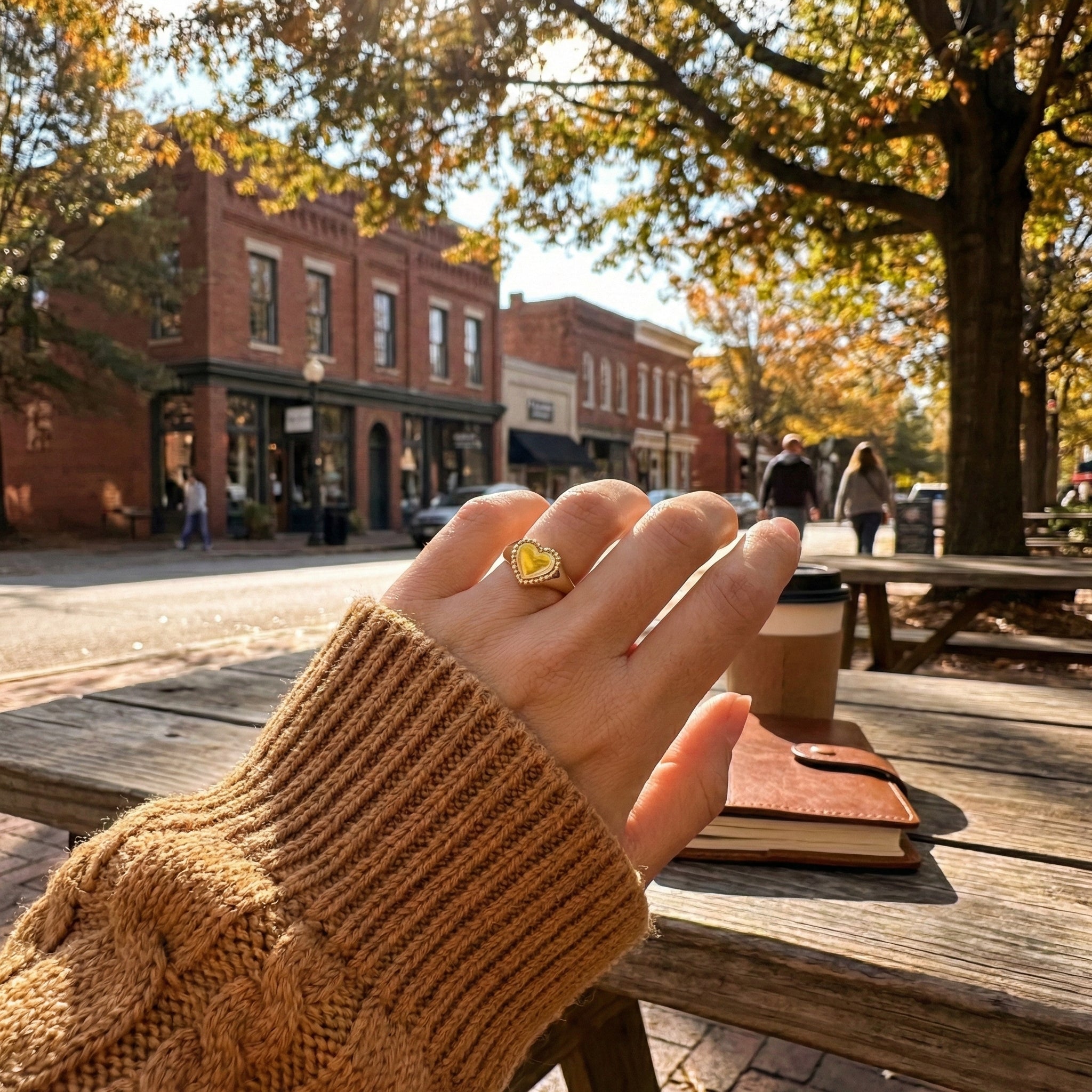 Beaded Heart Ring | 14K Yellow Gold | Polished Love Motif | Size 7 - Brownee Jewelers