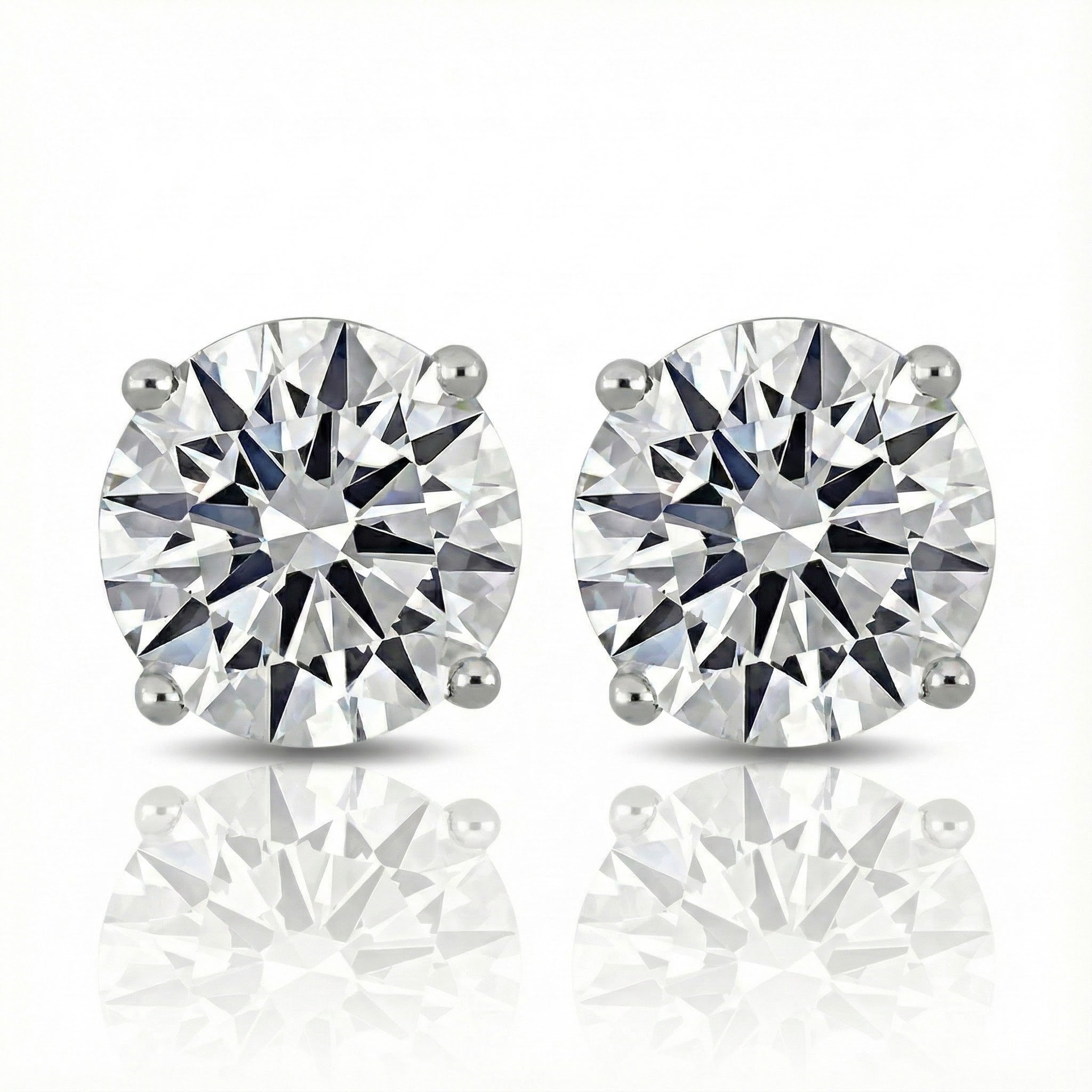 14K White Gold ~4.00ctw Lab-Grown Diamond Stud Earrings