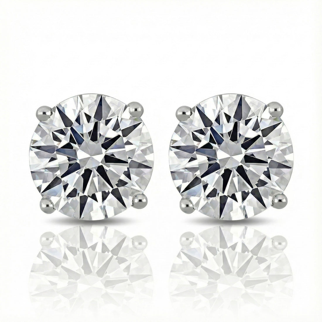 14K White Gold ~4.00ctw Lab-Grown Diamond Stud Earrings