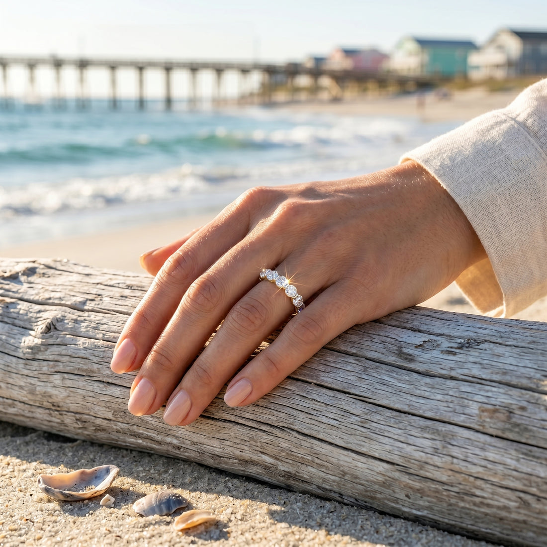 Oval Lab-Grown Diamond Band | Platinum | 0.88 CTW | Bezel-Set Eternity Style - Brownee Jewelers