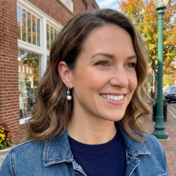 Le Vian Ombre® 14K Vanilla Gold® Earrings with Denim Ombré® Sapphire, Vanilla Sapphire™ & Vanilla Pearls™ Elegant movement and soft color blend seamlessly in these Le Vian Ombre® earrings, crafted in luminous 14K Vanilla Gold®