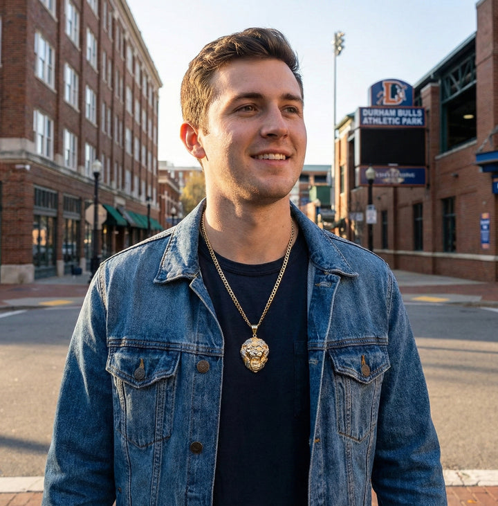 10K Two-Tone Gold Lion Face Charm | Roaring Lion Pendant - Brownee Jewelers