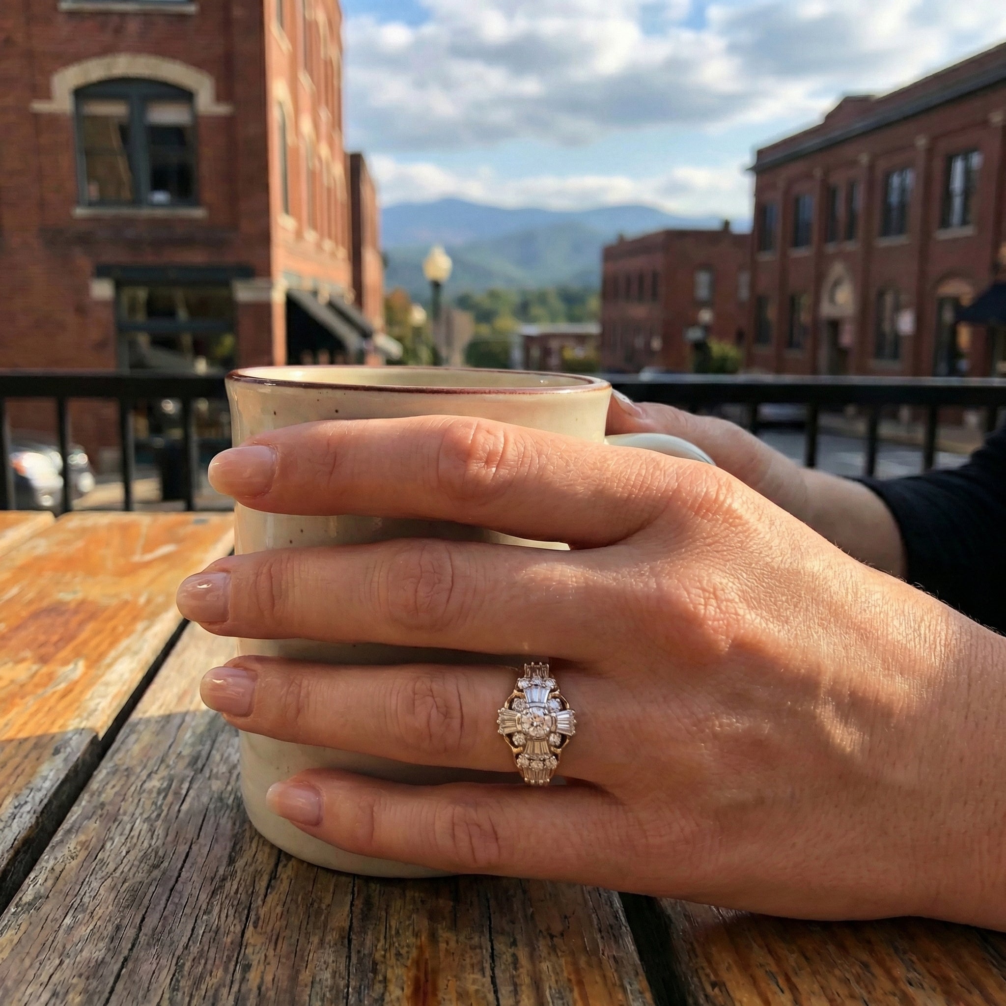 Multi-Shape Diamond Cluster Ring | 10K Yellow Gold | Vintage-Inspired Statement - Brownee Jewelers
