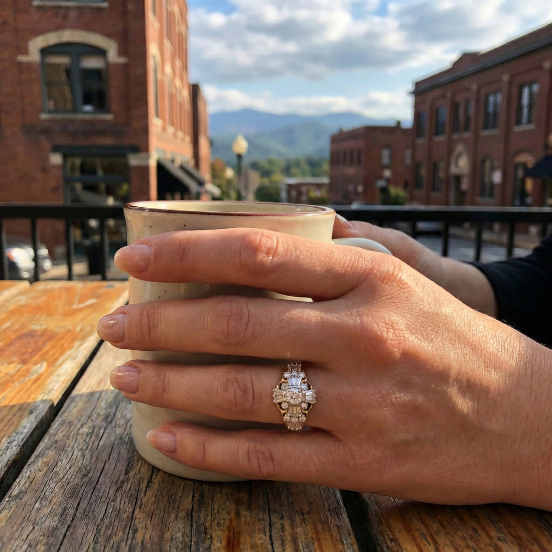 Multi-Shape Diamond Cluster Ring | 10K Yellow Gold | Vintage-Inspired Statement - Brownee Jewelers