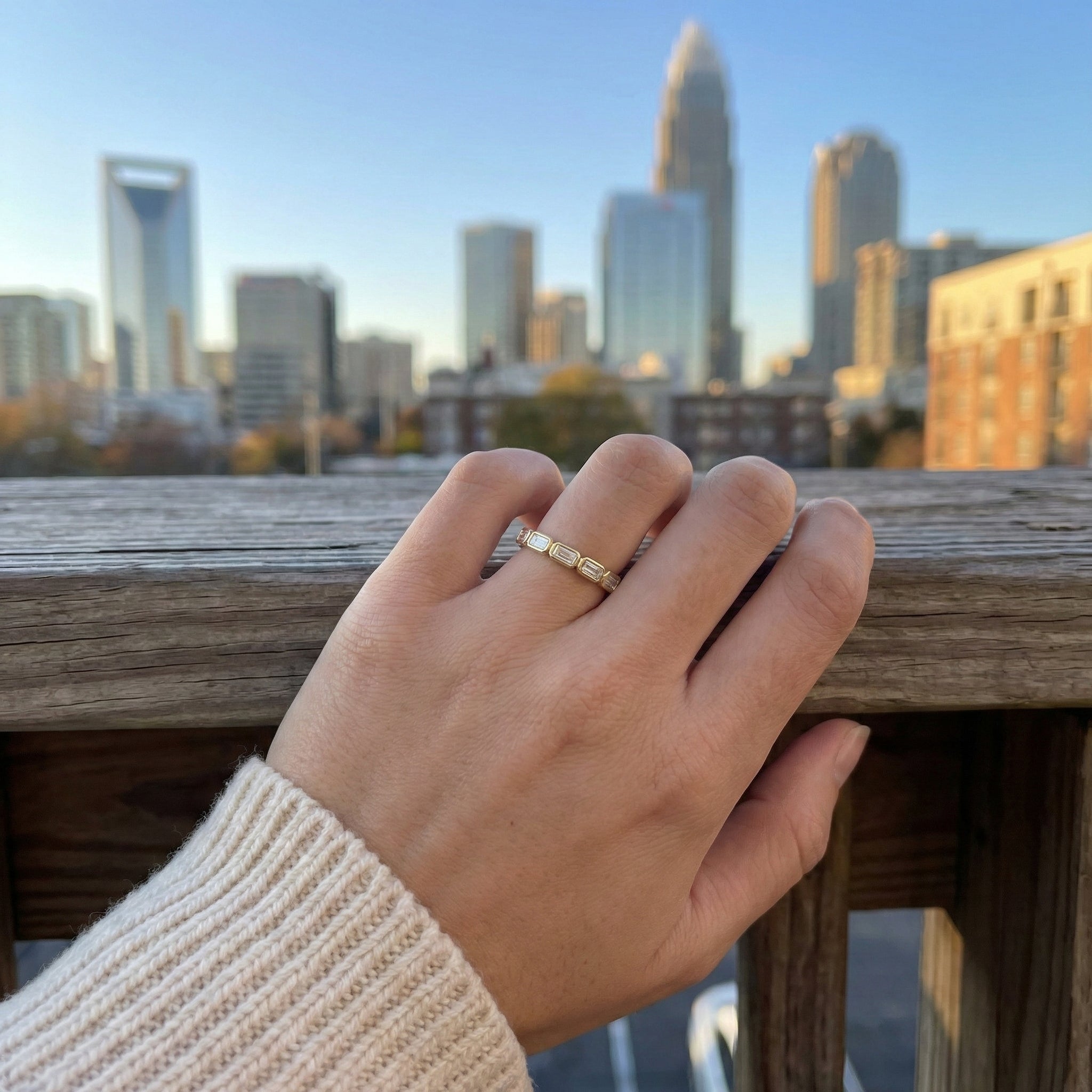 Baguette Diamond Band | 14K Yellow Gold | 0.35 ctw | Bezel-Set Stackable Ring - Brownee Jewelers