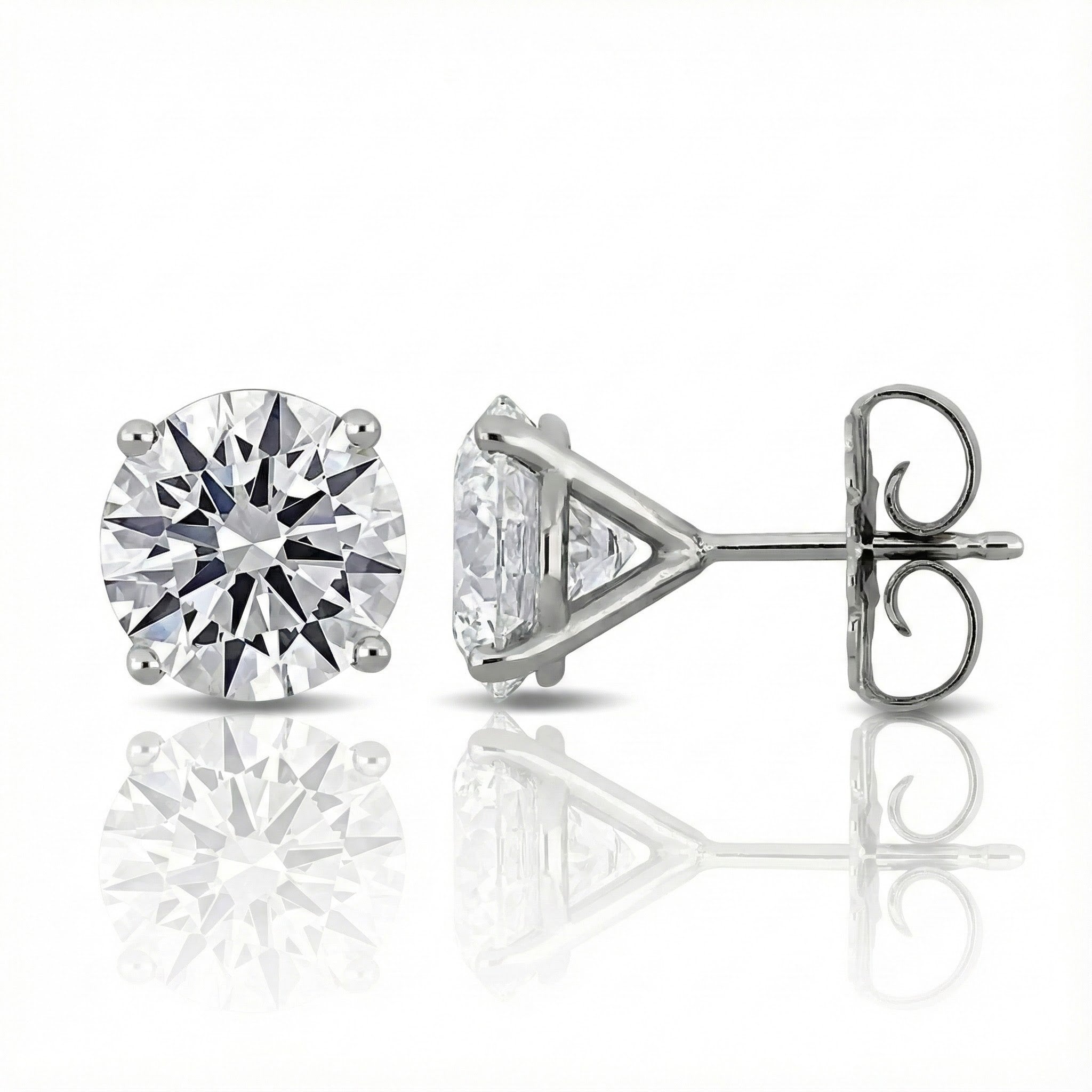 14K White Gold ~4.00ctw Lab-Grown Diamond Stud Earrings