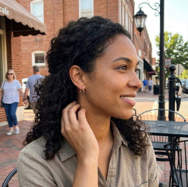 Tilted Heart Hoop Earrings | 14K Yellow Gold | 13×18 mm | Heart Shape Hoops - Brownee Jewelers